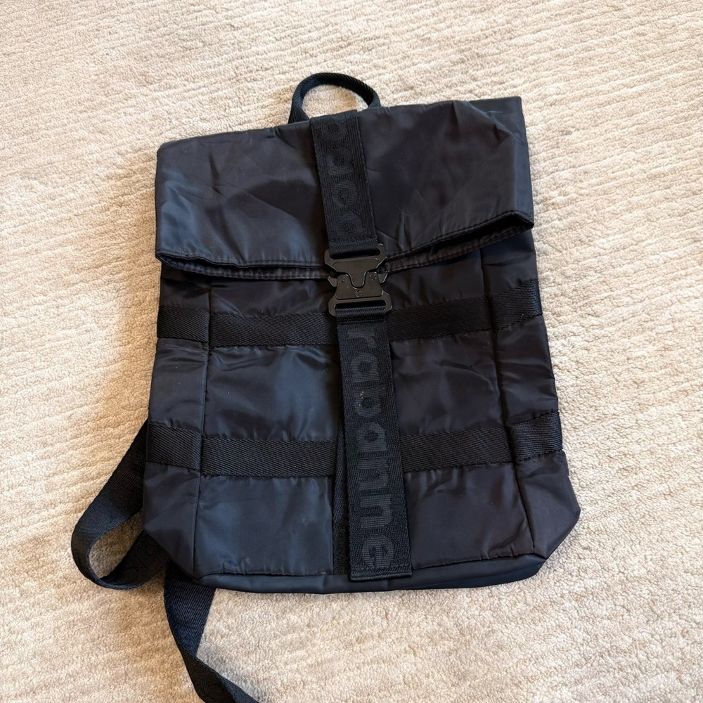Paco Rabanne Padded Backpack Buckle Closure Recycled Material Black - Picture 2 of 6